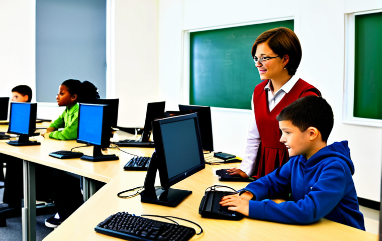 청소년지도사 직무에서의 공공기관 협력 - **Prompt:** A male mentor is shown giving friendly career advice to a young woman in a modern public...