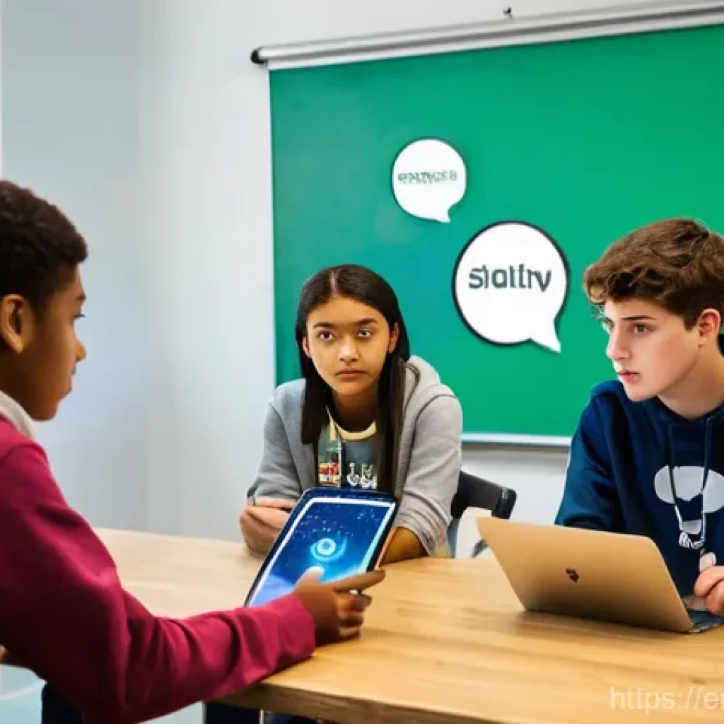 청소년지도사와 청소년 문제 해결 프로젝트 - **Digital Literacy & Critical Thinking Workshop:** A diverse group of five teenagers, aged 15-17, is...