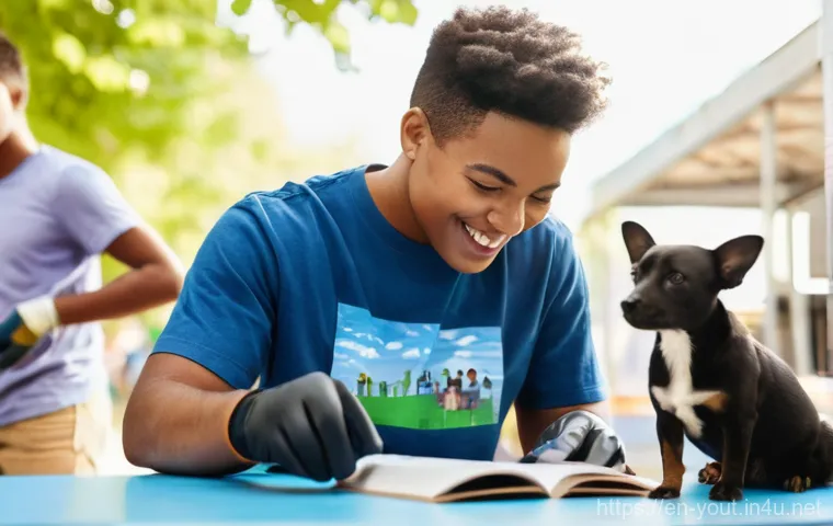 청소년지도사로서의 봉사활동 참여 사례 - **Image Prompt: Diverse Youth Making a Tangible Impact**
    A vibrant, medium-shot image capturing ...