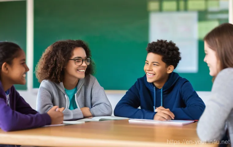 청소년지도사와 학교 연계 프로그램 - **Prompt:** A compassionate female youth counselor, in her late 30s with a warm, understanding smile...