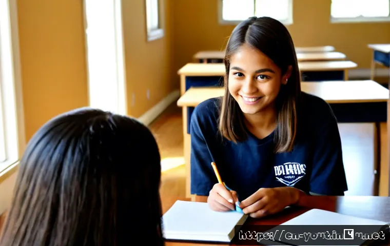 Home 17 청소년지도사와 청소년 동기 부여 사례 - Photorealistic community youth mentoring workshop in a bright American library meeting room, a frien...
